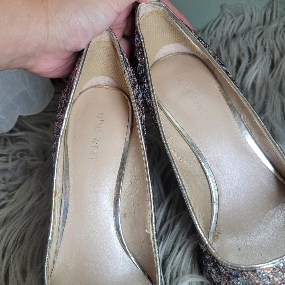 Nine West Sparkly Wedding Stilettos Heels Evening Gown Gala Holiday Shoes - Picture 6 of 10